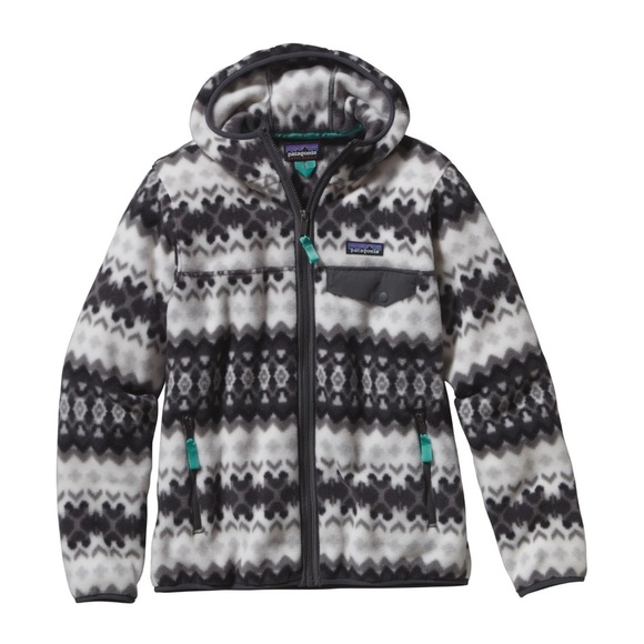 Patagonia Synchilla Snap T Hooded Fleece Jacket Women's L Geometric Print White - Picture 11 of 12